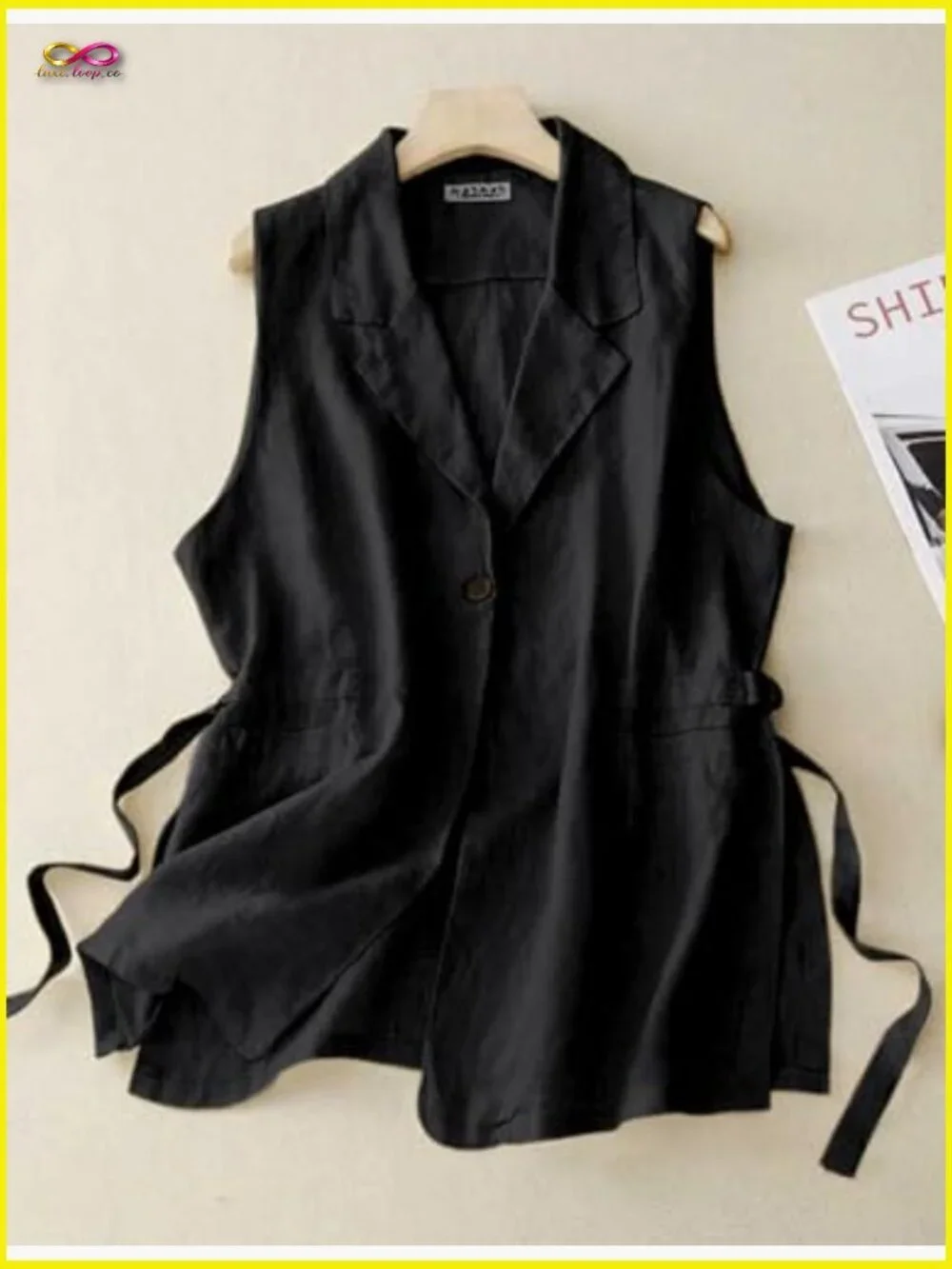 Sleeveless Linen Blazer Vest Oversized Lightweight Business Casual Office Wear